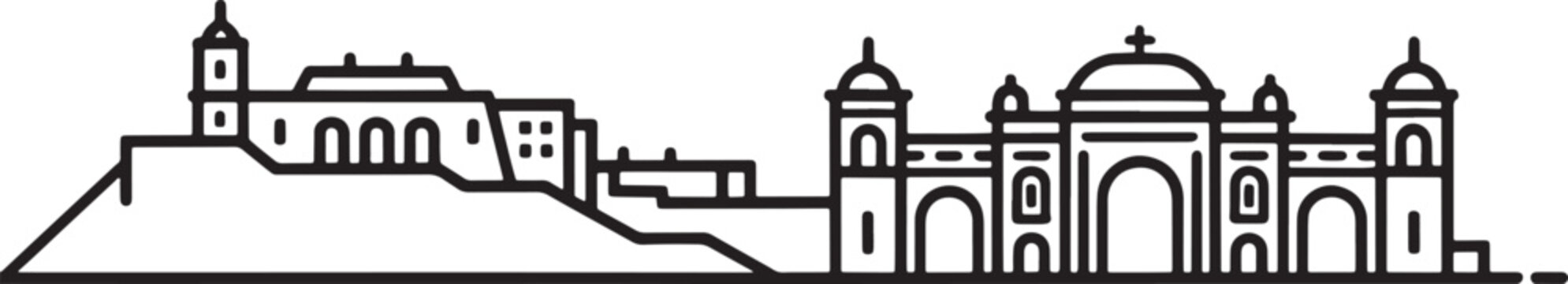 Oran Cityscape Skyline Vector Illustration Landmark Urban Travel Silhouette North Africa