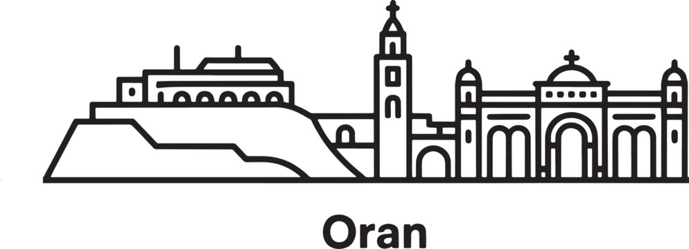 Oran Skyline Cityscape Vector Illustration Algeria Landmark Urban Travel Silhouette