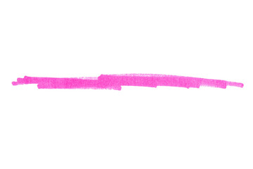 Hand drawn pink marker brush stroke, abstract ink line for underline, highlight, text divider, design element, doodle sketch, isolated simple stripe shape on transparent background