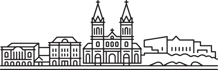 San Luis Potosi City Skyline Vector Silhouette Minimalist Cityscape Outline Travel Mexican Building