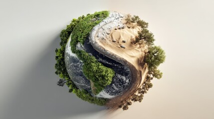 Balance of Nature: A Visual Representation of Earth's Diverse Ecosystems Coexisting in Harmony