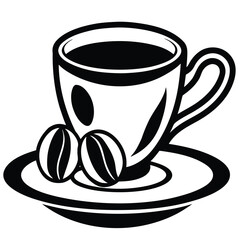 Espresso Cup with Saucer Vector Illustration