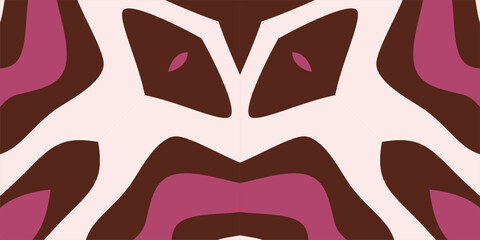 An abstract and symmetrical pattern with organic shapes in earthy and berry tones, creating a unique visual texture.