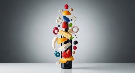 Artfully Arranged Gourmet Food and Fruit Tower