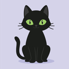cute cat cartoon character posing sitting with tail raised