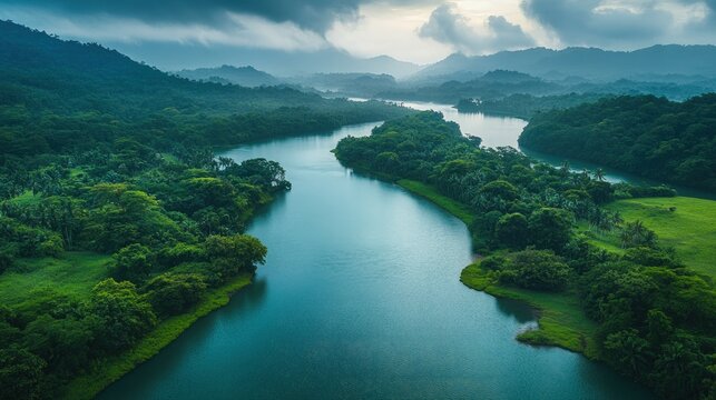 Panama landscape rainforests and canal waterways beautiful nature view