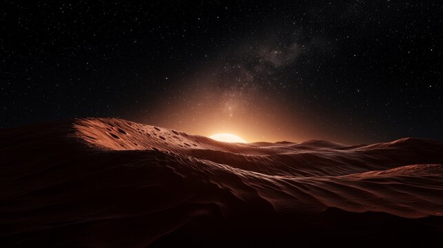 Martian Sunset  Red Planet Landscape  Starry Night Sky  Dunes
