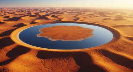 An Oasis Mirrored in the Arid Desert Landscape