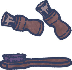 革靴のケアをする2種類の小さめのブラシのイラスト