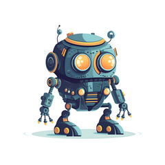 Fototapeta premium Charming Robot Character. Digital Illustration of a Friendly AI