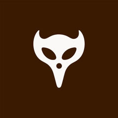 Minimalist Devil Mask Vector Design on Brown Background