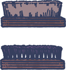 革靴のケアをする2種類のブラシのイラスト