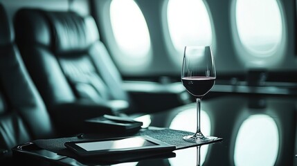 Wine glass luxury jet interior
