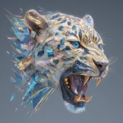 Dynamic abstract leopard head art digital artwork modern design contemporary environment artistic perspective
