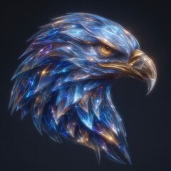 Vibrant eagle sculpture digital art abstract design futuristic environment close-up perspective