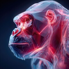 Dynamic gorilla portrait studio setting 3d render futuristic environment close-up view artistic interpretation