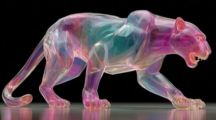 Sculptural art installation gallery exhibition crystal panther modern art indoor contemporary design