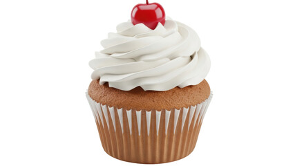 Isolated cupcake with cherry topping, a tasty treat for dessert lovers of any age range