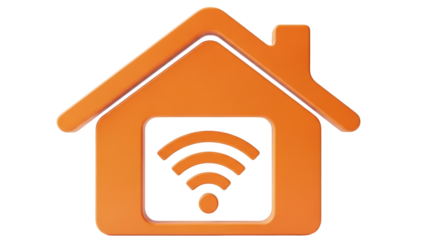 Isolated Smart Home with Wifi, an Icon Symbolizing Modern Living and Technology Integration