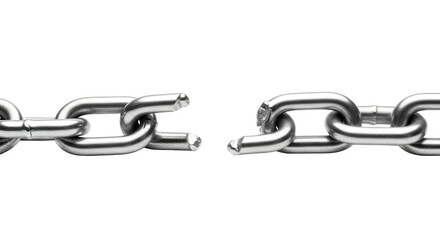 Broken Metal Chain Link Closeup.