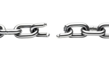 Broken Metal Chain Link Closeup.