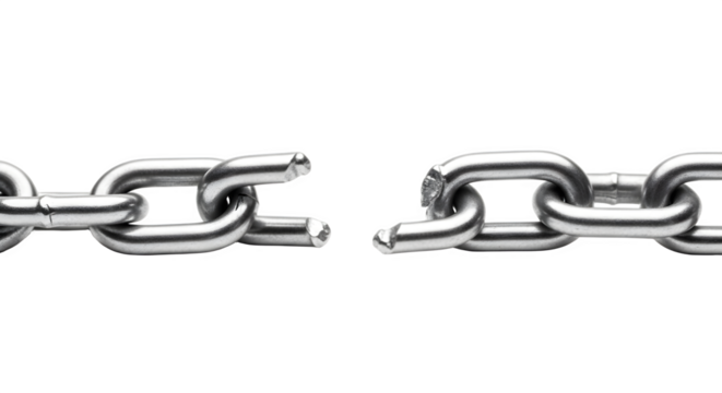 Broken Metal Chain Link Closeup.