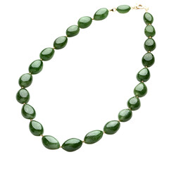 Obraz premium Elegant Jade Necklace on White Background for Jewelry Showcase