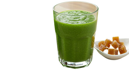 Green Smoothie with Fruit Cubes