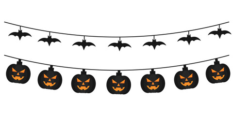 Spooky Halloween Decorations: A spooky Halloween banner of pumpkin and bats. conveying the essence of the season's eerie charm and festive spirit.