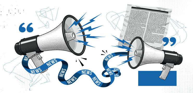 News and Communication Megaphones Conveying Information Through News Stream to the Public