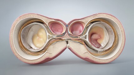 Detailed Cross-Section of Human Heart Anatomy with Valves and Chambers