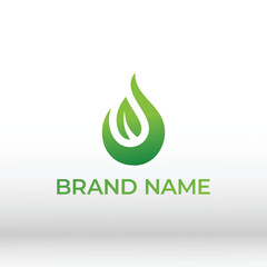 Eco-Friendly Brand Logo Water Drop and Leaf