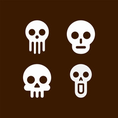 Spooky Minimalistic Skulls Halloween Vector Icons Collection