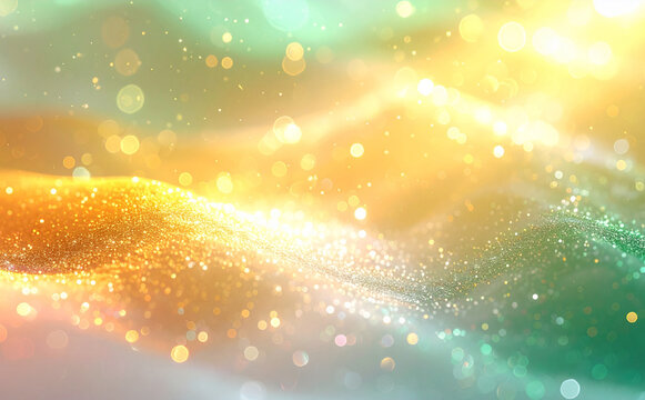 Fototapeta きらめく緑色と黄色の幻想的な背景素材