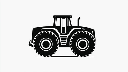 Obraz premium A large tractor with a black and white design. The tractor is parked on a white background. The tractor is a symbol of hard work and agriculture