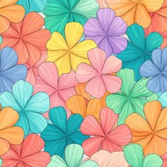 Fototapeta premium Colorful Floral Pattern: A vibrant and cheerful floral pattern, showcasing an array of multi-colored flowers. Each petal is a burst of color, forming a visually appealing arrangement. 
