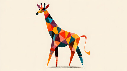 Obraz premium surreal cartoon giraf with geometric patterned body in abstract playful and artistic modern style