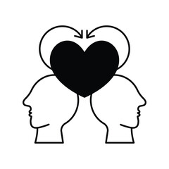 Emotional Intellect icon with white background vector stock illustration