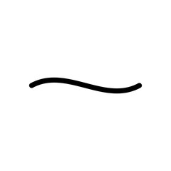 A simple black curved line or tilde symbol isolated on a white background.