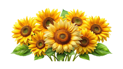 Vibrant bouquet of sunflowers radiating warmth and summer cheerfulness, a stunning display
