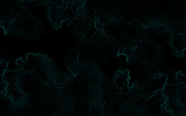 Dark abstract texture with faint glowing teal-green lines forming smoky, cloud-like organic shapes. Mysterious, digital, and atmospheric feel, resembling neon fractals or flowing energy currents