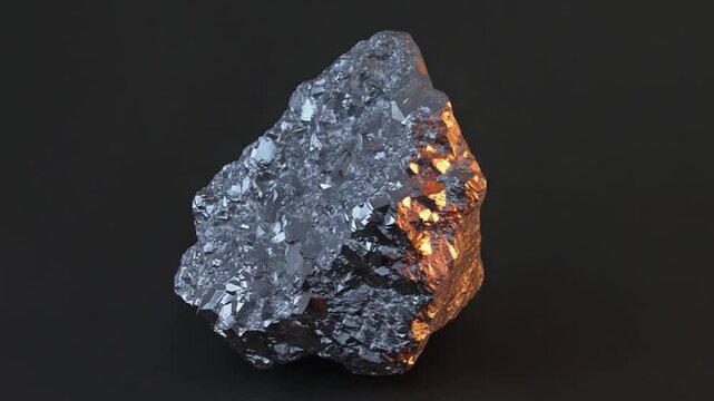 A rough, metallic rock specimen, showcasing a mix of dark gray and golden hues