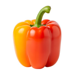 Orange and Red Bell Pepper with Green Stem on Black Background vegetable produce