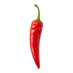 Single Bright Red Chili Pepper with Green Stem on Black Background red pepper hot pepper