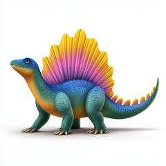 Obraz premium Playful dimetrodon with colorful sail in a bright environment animated character fun concept