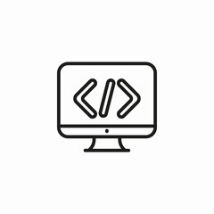 monitor with code icon sign vector