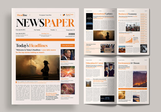 Classic Vintage Newspaper Page Design Layout for Print Media