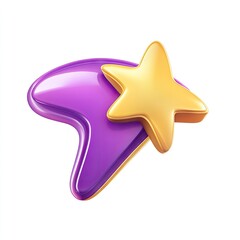 Obraz premium Glossy purple shape with a golden star