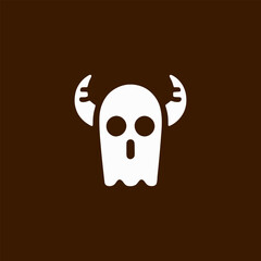 Obraz premium Spooky Ghost Character with Antlers Vector Illustration