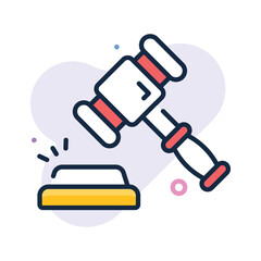 Auction hammer icon representing bids, sales, and online product auctions